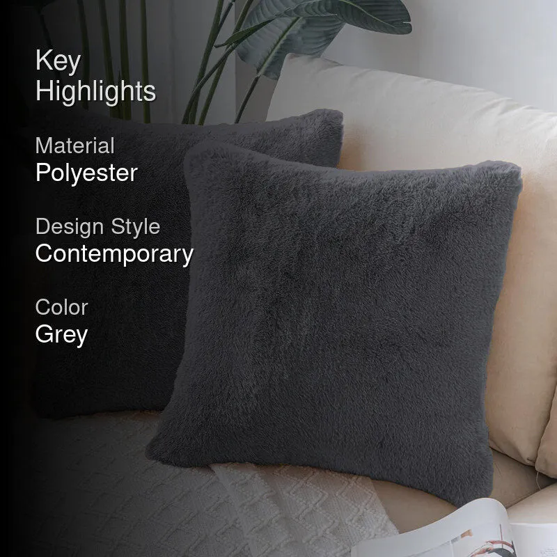Fur Dual Cushion Cover Set (Light Grey) - Set Of Two media 2