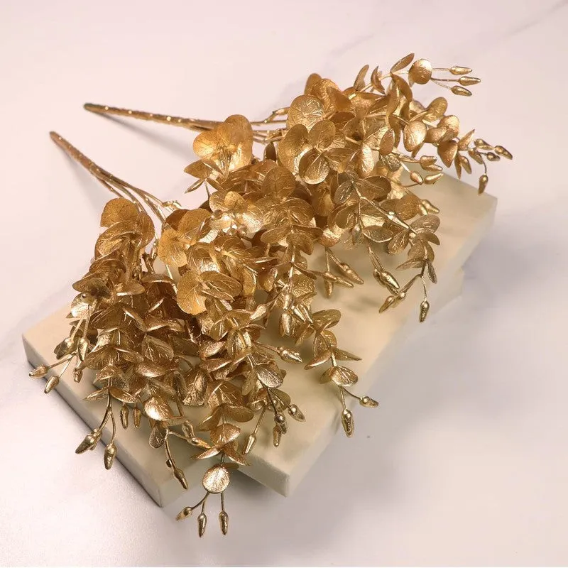 Golden Vine Plastic Artificial Flowers - Set Of Two media 7