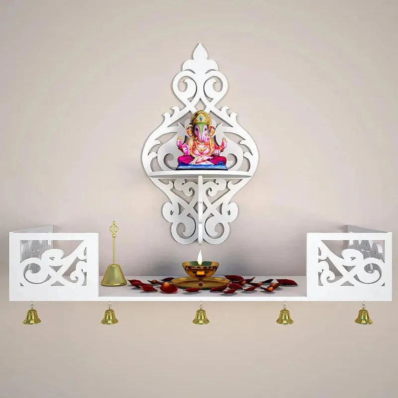 Celestial Prayer Mandir with Shelf (White) media 3