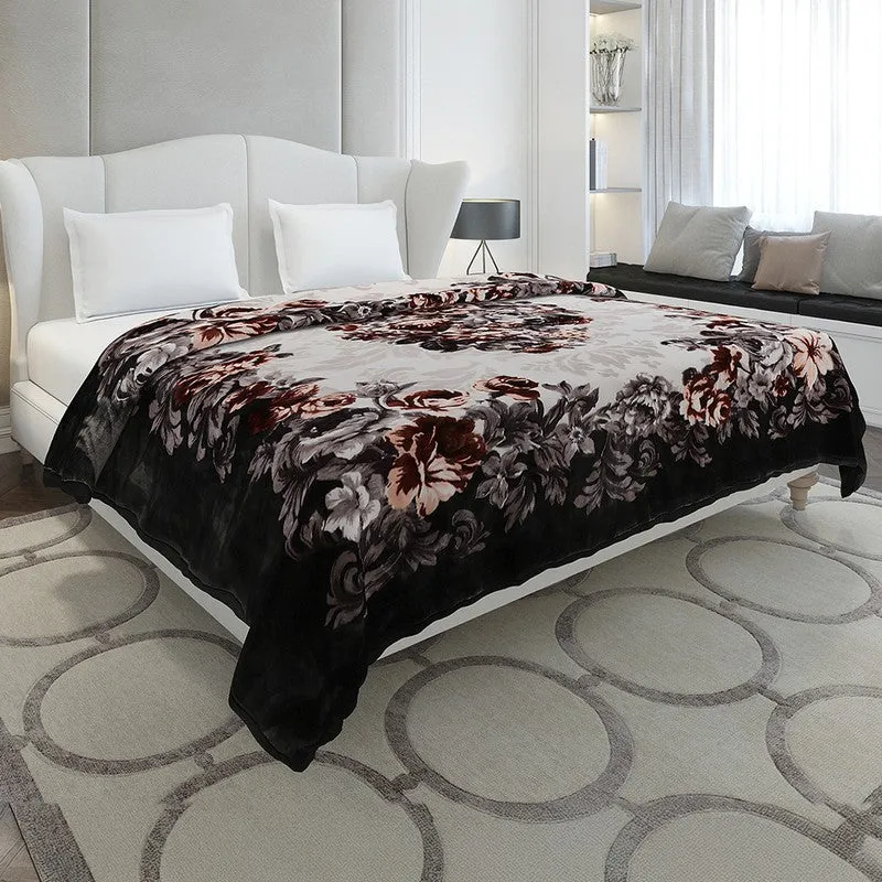 Monte Carlo Velvet Bloom Blanket (Black) - 1042 GSM media 1
