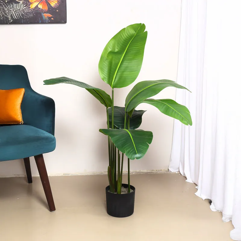Verdiq Artificial Banana With Black Plastic Pot - 4 Feet media 3