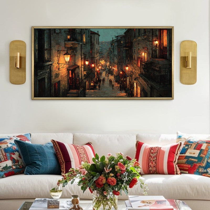 Lantern Alley Canvas Wall Painting With Frame
