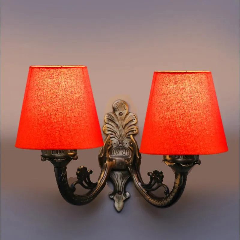 Vintage Conical Duo Fabric & Metal Wall Lamp - Orange media 4