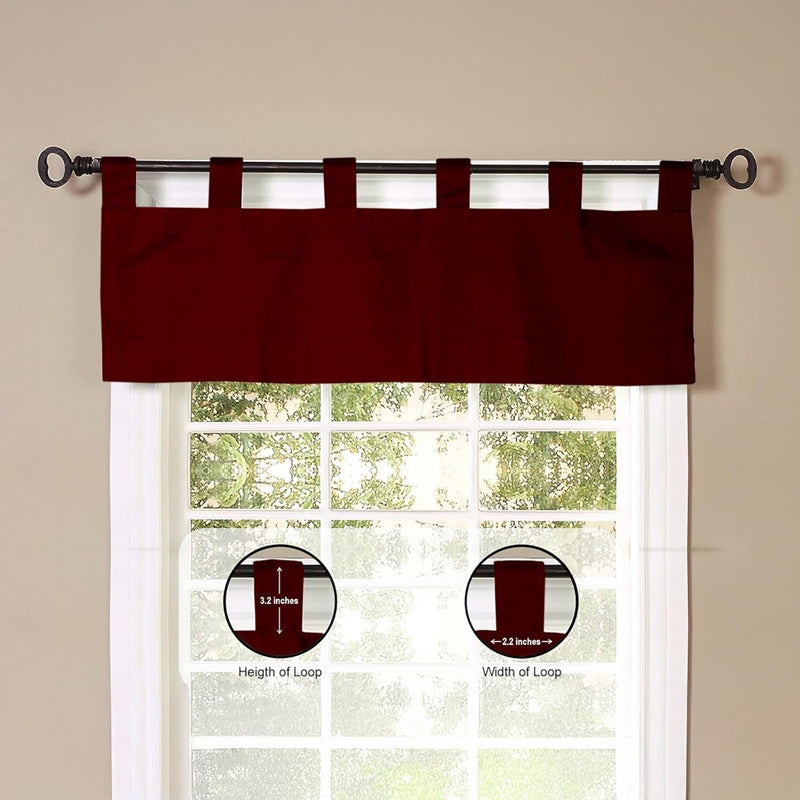 Tab Tale Flat Curtain Valance (Burgundy) - Set Of Two media 7