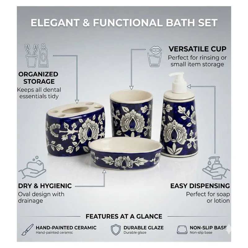 Floral Aura Ceramic Bathroom Set - Four Piece Set media 5