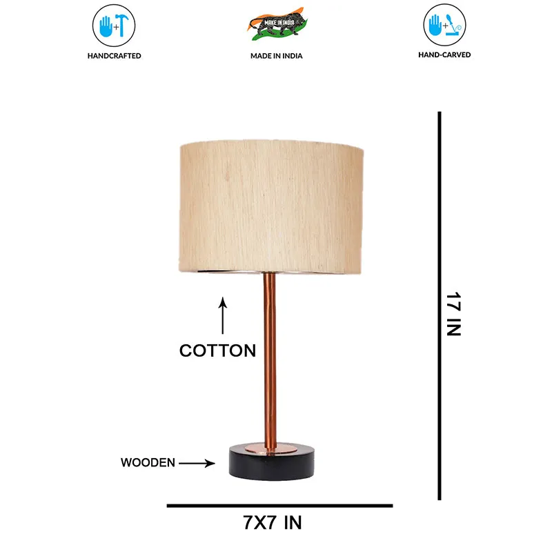 Cotin I Rodin Wooden Table Lamp - OffWhite,Copper,Black media 7