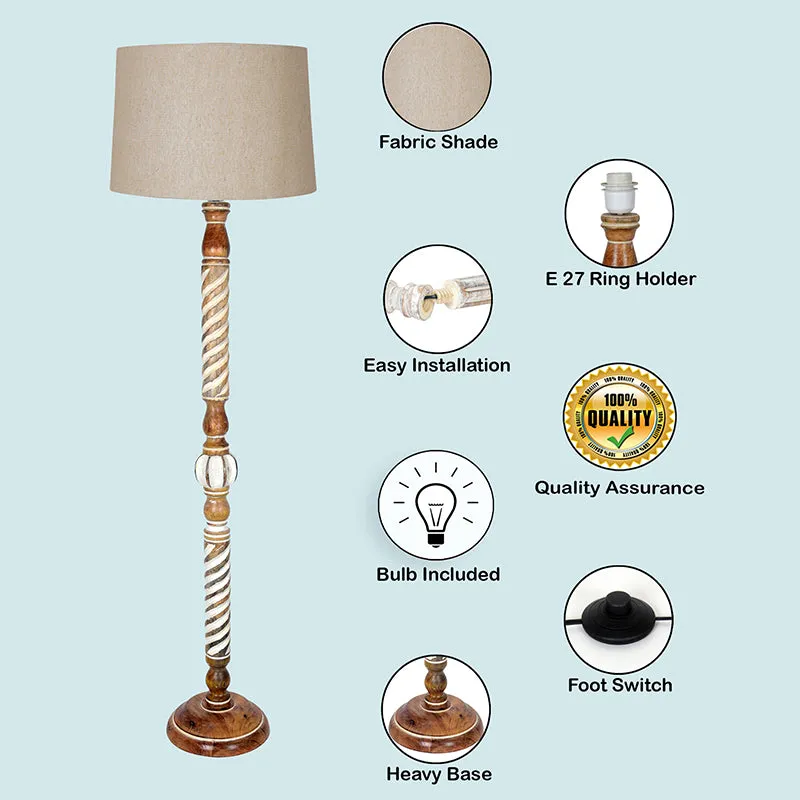 Elfin Carve Wooden Floor Lamp - Beige media 4