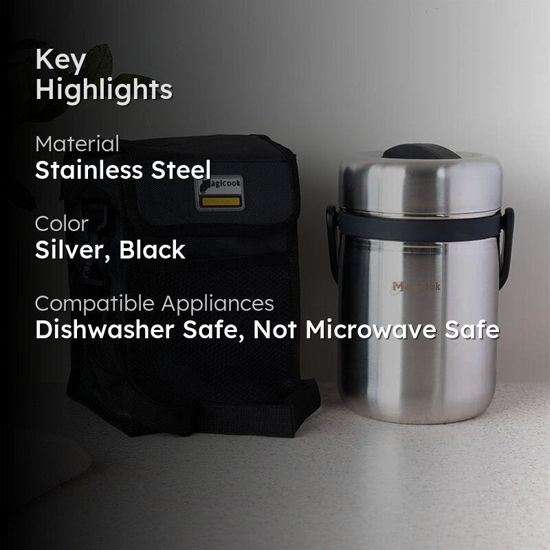 Cassa Insulated Lunch Box (Black,Silver) - 2500 ML media 2