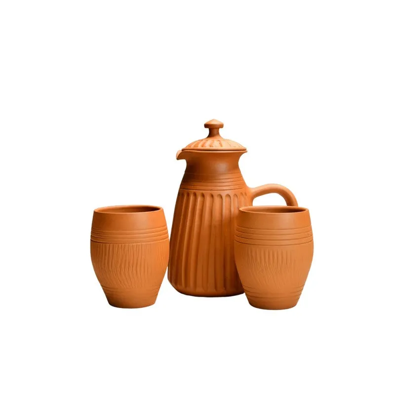 Victoria Terracotta Jug with Glasses - Three Piece Set - 3