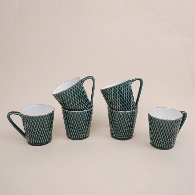 Bruna Porcelain Tea Cup (180 mL Each)/Green)- Set of Six media 1