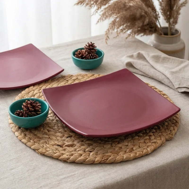Rubeena Ceramic Platter - Maroon media 1