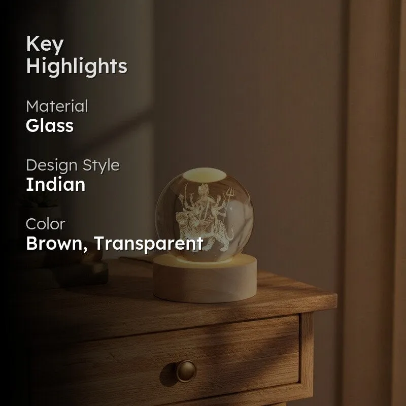 Maa Durga Aura Glass Ball Table Lamp media 2