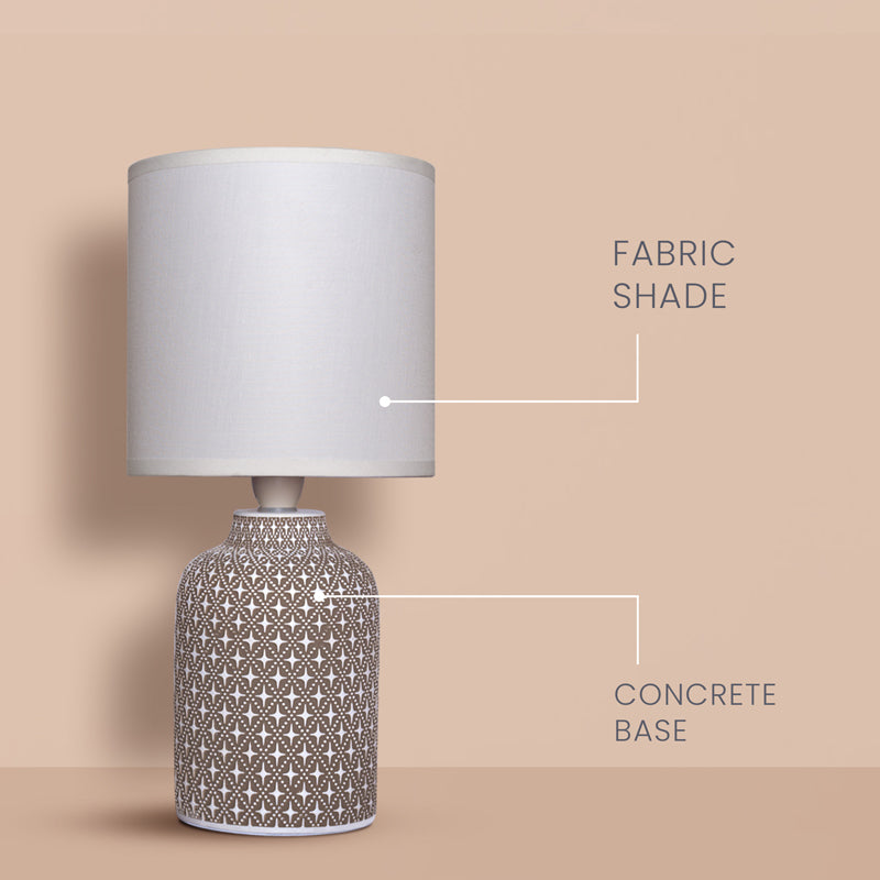 Moroccan Hue Concrete LED Fabric Table Lamp - Grey media 3