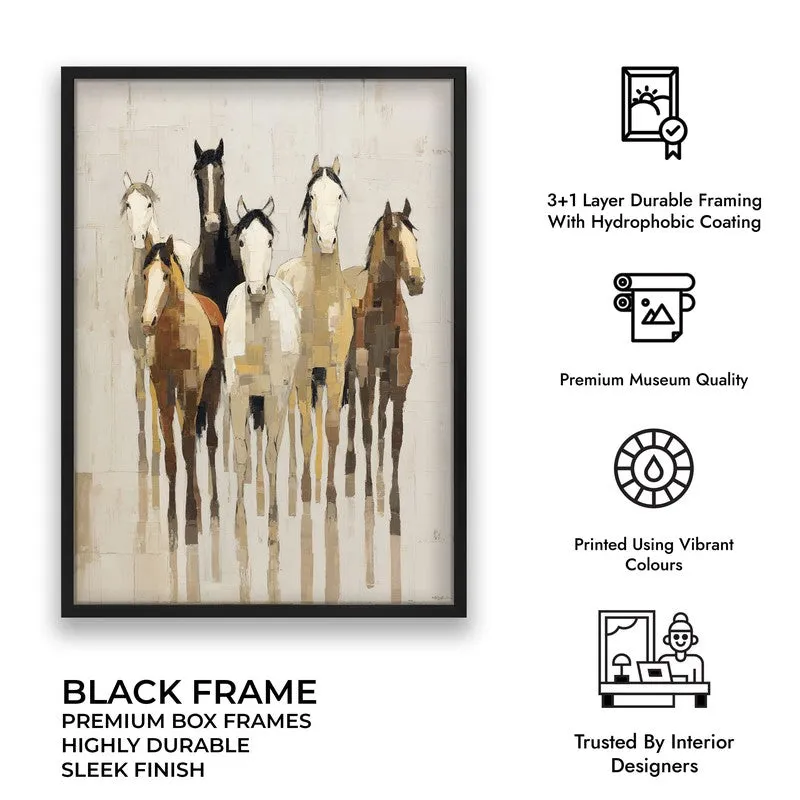 Flowing Horse Wall Painting With Black Frame media 10