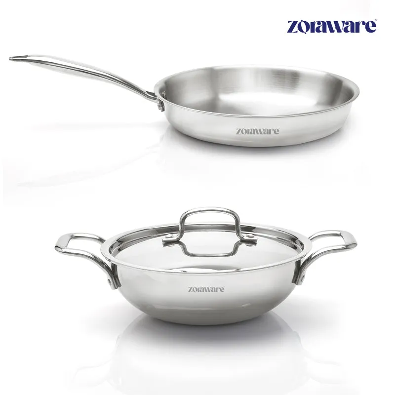 Zoraware Kadhai 1600 ML With Frying Pan & Lid (20 cm) media 3