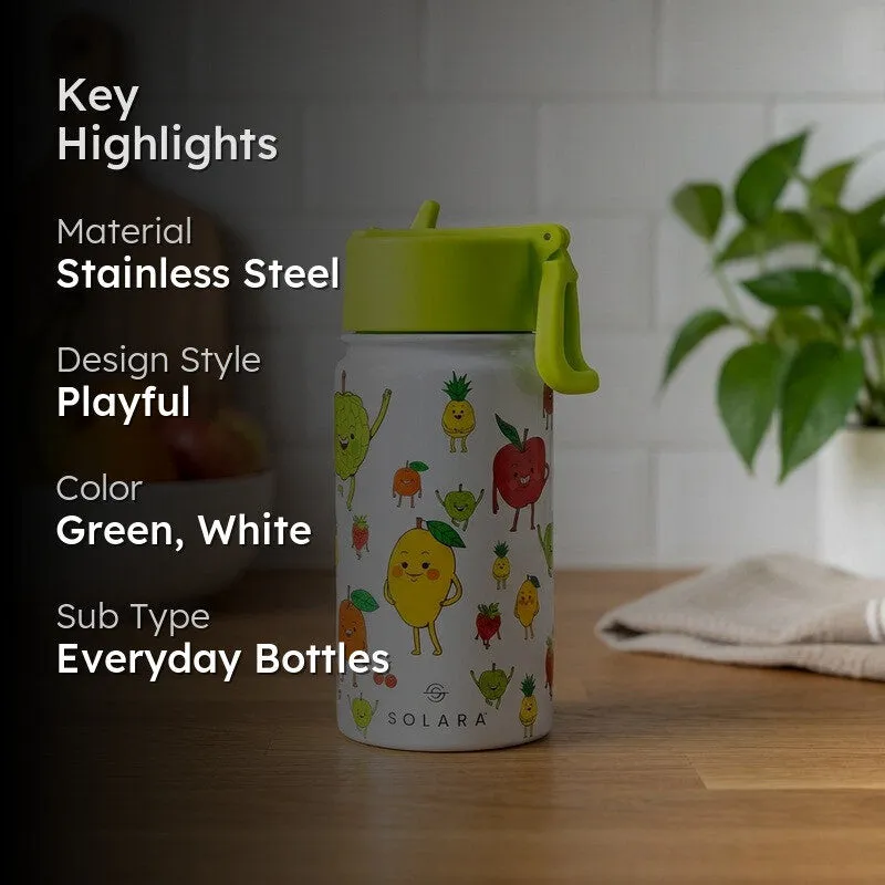 Solara Insulated Stainless Steel Bottle (Green & White)- 450 mL media 2