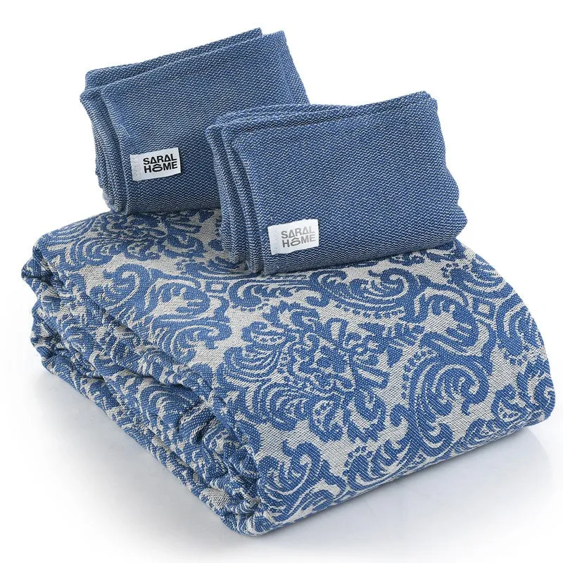 Artisan Hue Cotton Bedsheet (Blue) - 220 TC media 5