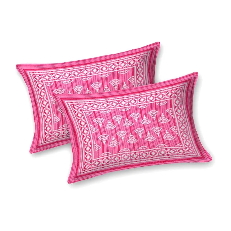 Craftis Cotton Bedsheet (Pink,White) - 240 TC media 4