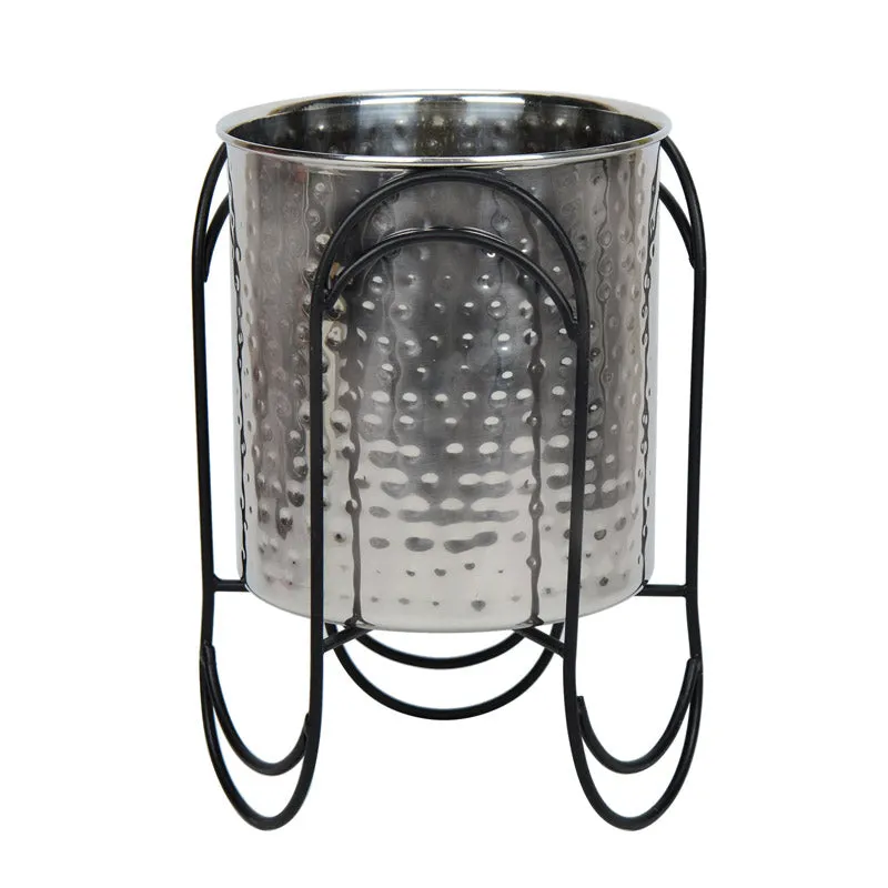 Vyra Stainless Steel Planter - Silver & Black media 3