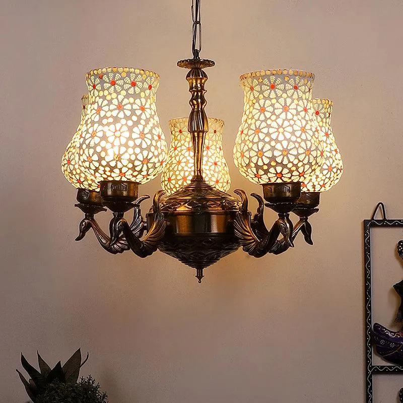 Dinara Mosaic Mayoora Mosaic Golden Antique Ceiling Lamp media 1