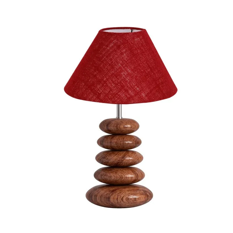 Gloworix Jute Table Lamp With Wooden Base - Maroon media 5