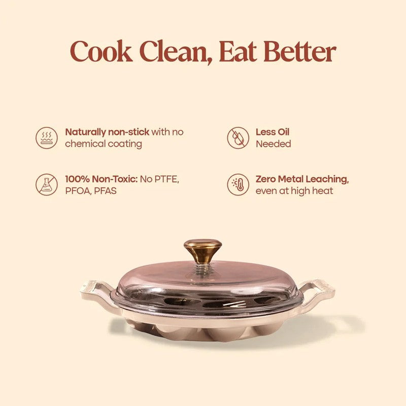 Cumin Co Enamel Cast Iron Paniyaram Pan - White media 8