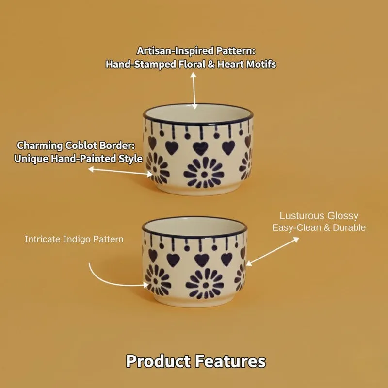 UrbanSip Ceramic Dip Bowls (Blue,White ,40 mL Each) - Set Of Six media 4