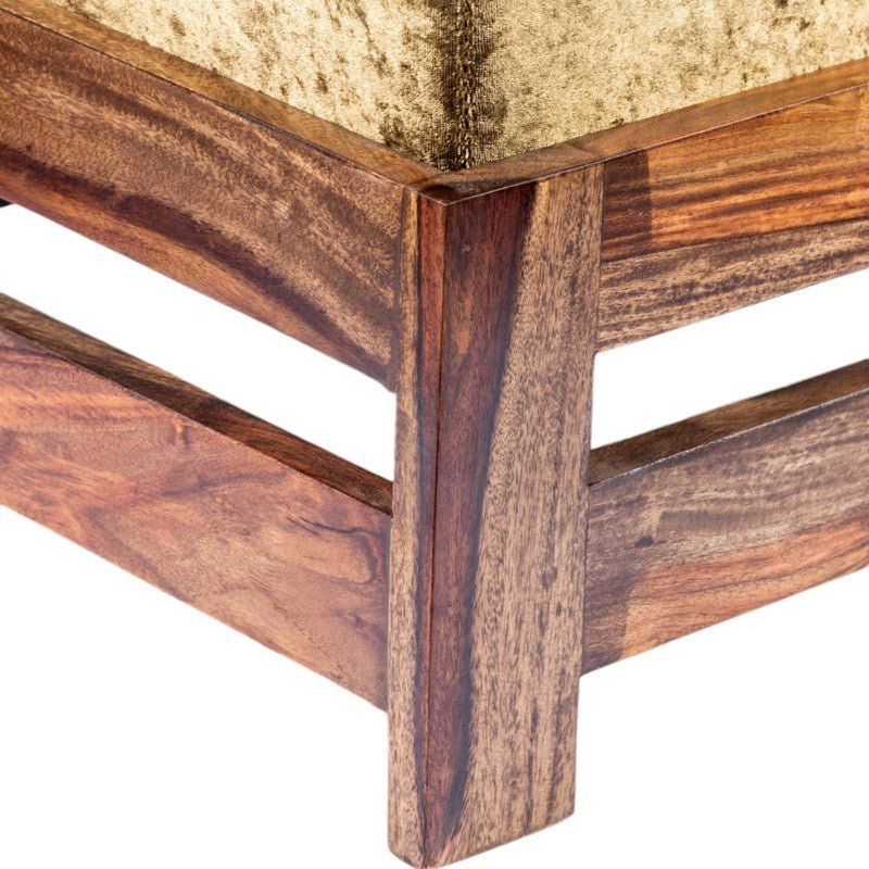 Mexon Sheesham Wooden Bench with Cushions (Brown) - Four Piece Set media 5