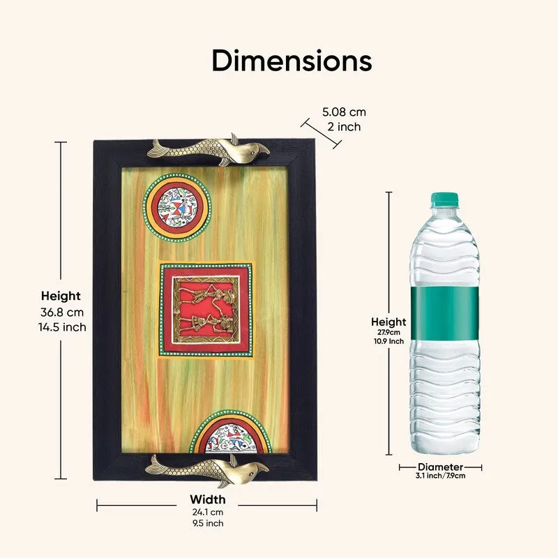 Hunter Green Dhokra Serving Tray media 10