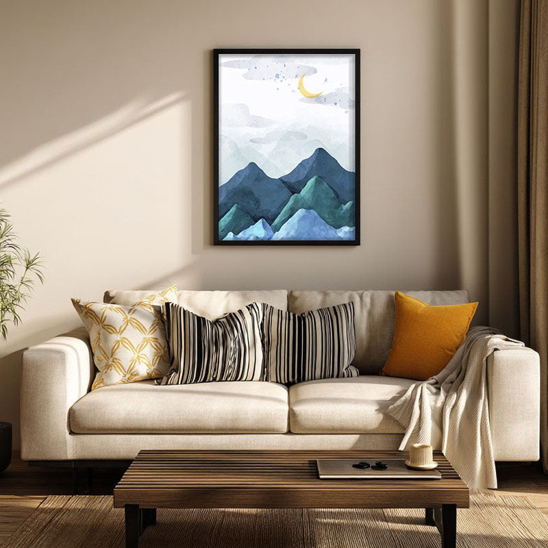 Crescent Blue Peaks Archival Paper Wall Art With Frame