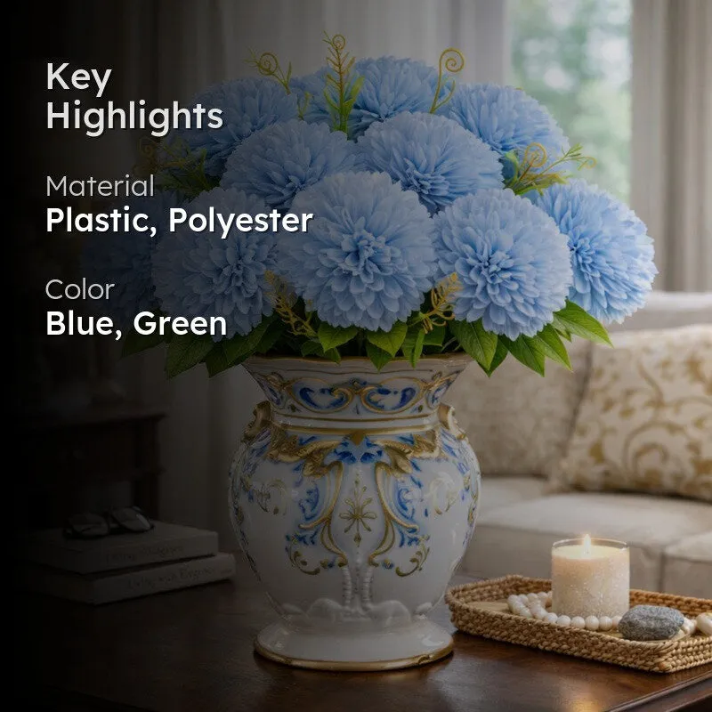 Florisse Artificial Hydrangea Flower (Blue) - Set Of Four media 2