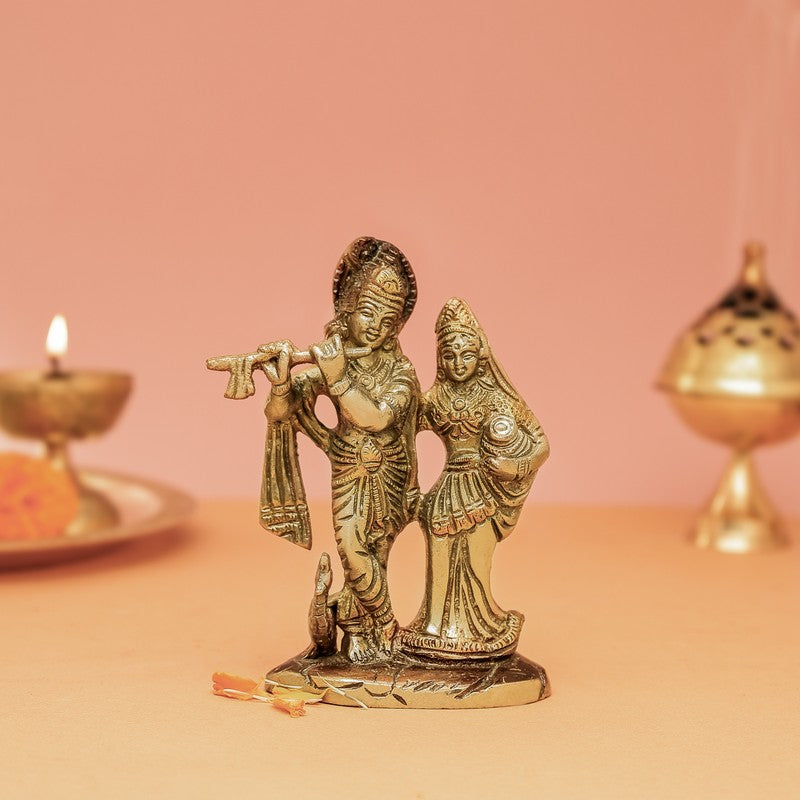 Sri Radha Krishna Divine Brass Idol media 3