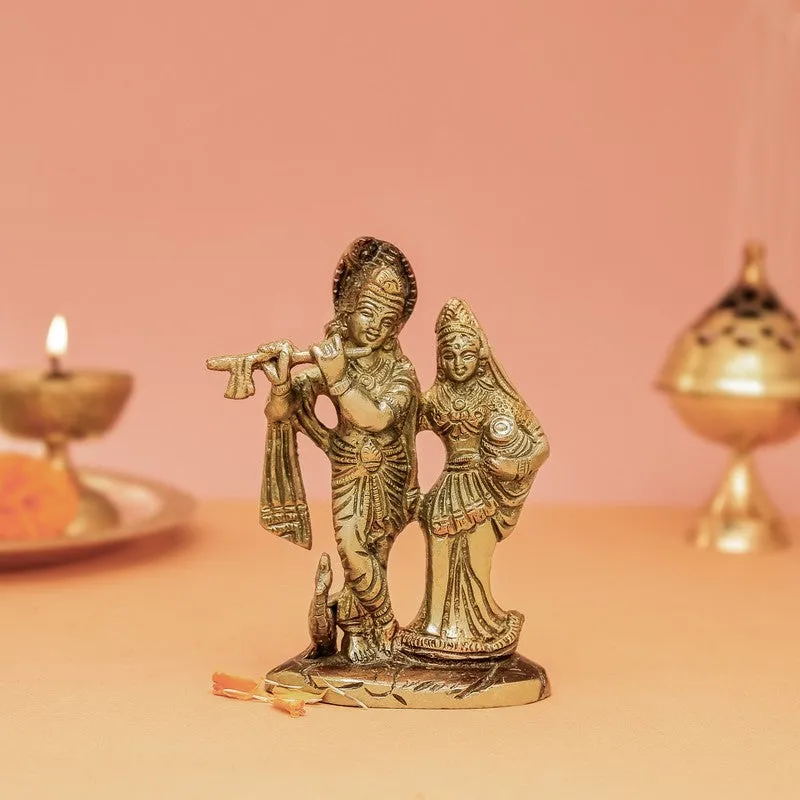 Sri Radha Krishna Divine Brass Idol media 3