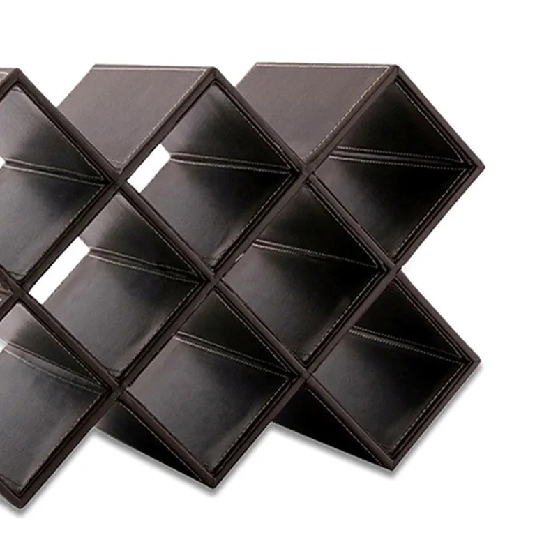 AarviDecor Modern Matrix Faux Leather Wine Rack - Brown media 5