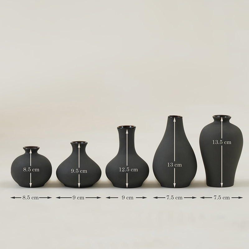 Elegant Black Ceramic Urn Vase - Set of Five media 4