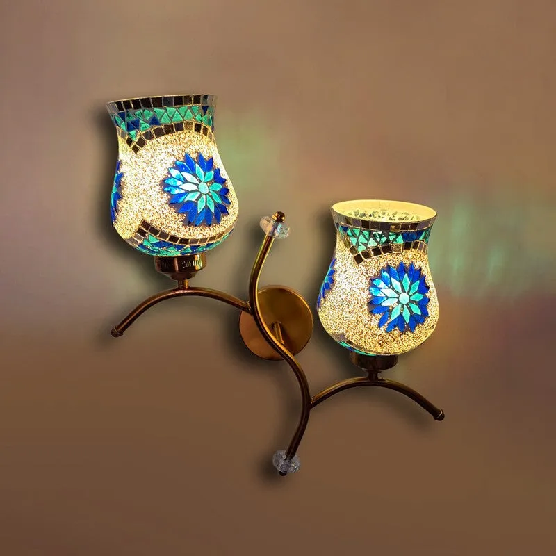 Glowvine Twin Glass Wall Lamp - White & Blue media 6