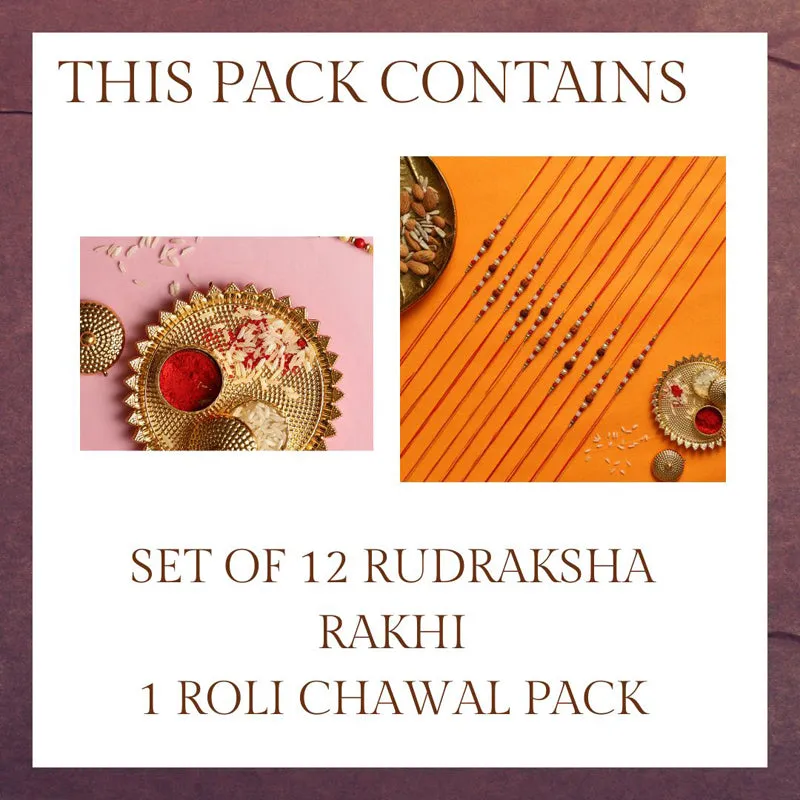 Rudraksha I Rakhi with Roli Chawal - Thirteen Piece Set media 4