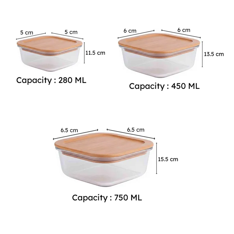 Treat O'Pro Container Box Square (280/450/750 mL) - Set of Three media 8