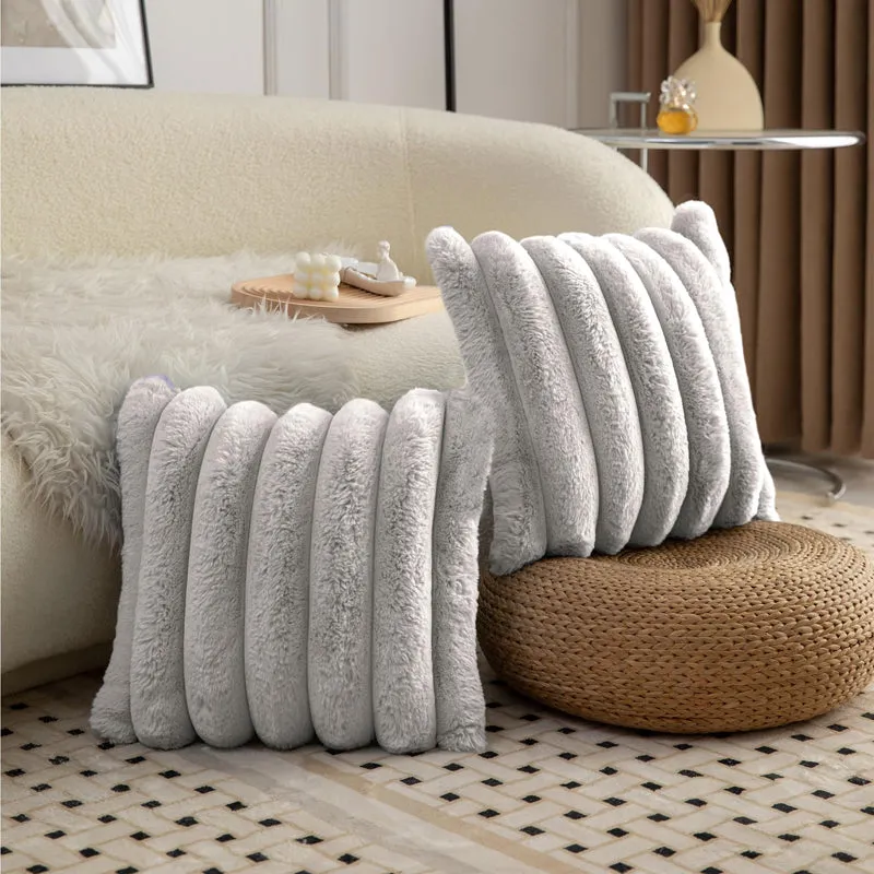 Stripe Luxe Cushion Cover Set (White) - Set Of Two media 1