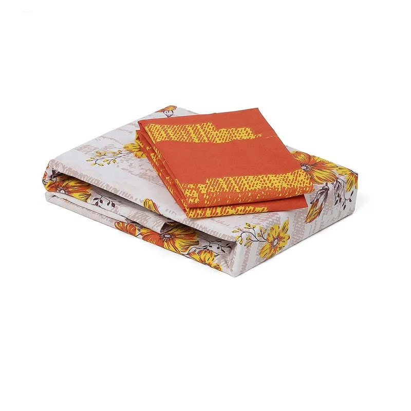 Monte Carlo Petal Story Cotton Bedsheet (White,Orange) - 104 TC media 8