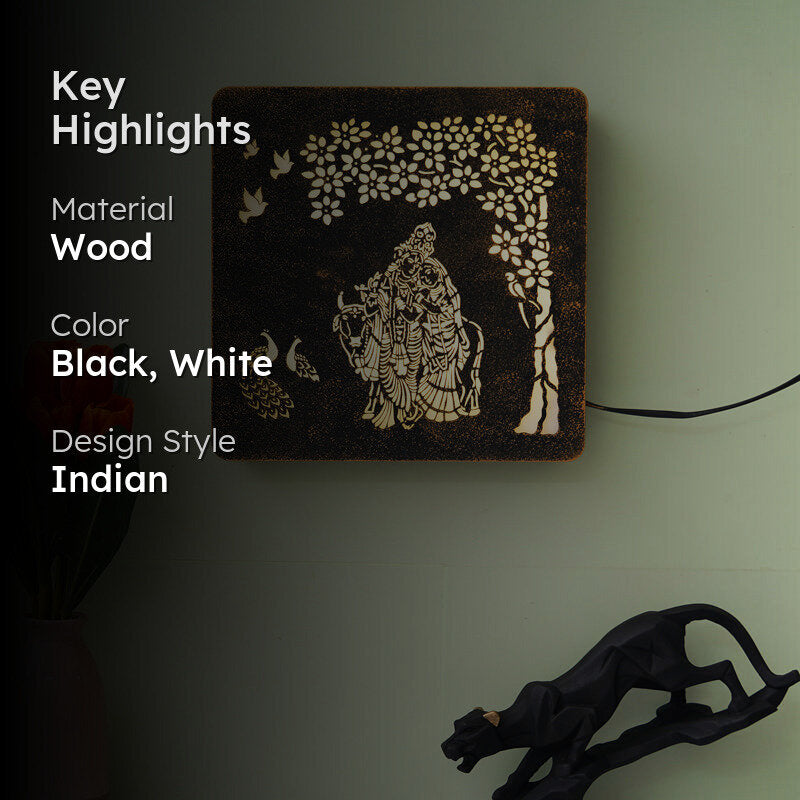 Radha Krishna LED Wooden Wall Lamp media 2