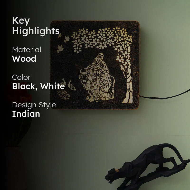 Radha Krishna LED Wooden Wall Lamp media 2