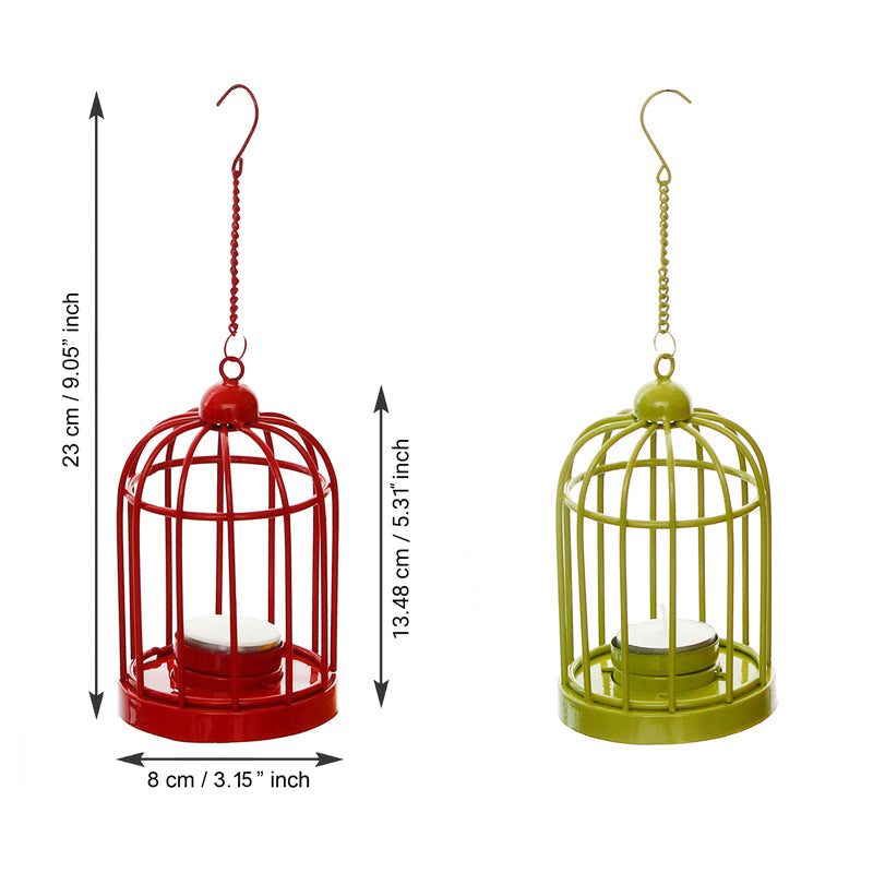 Cage Shape Tea Light Candle Holder - Red & Yellow media 4