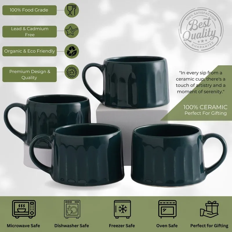 Modern Stoneware Coffee Mug (300 mL Each) - Set Of Four media 7