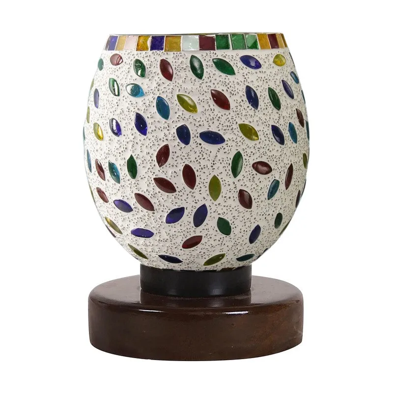 Skyrin Mosaic Glass Table Lamp With Wooden Base - Multicolor media 5