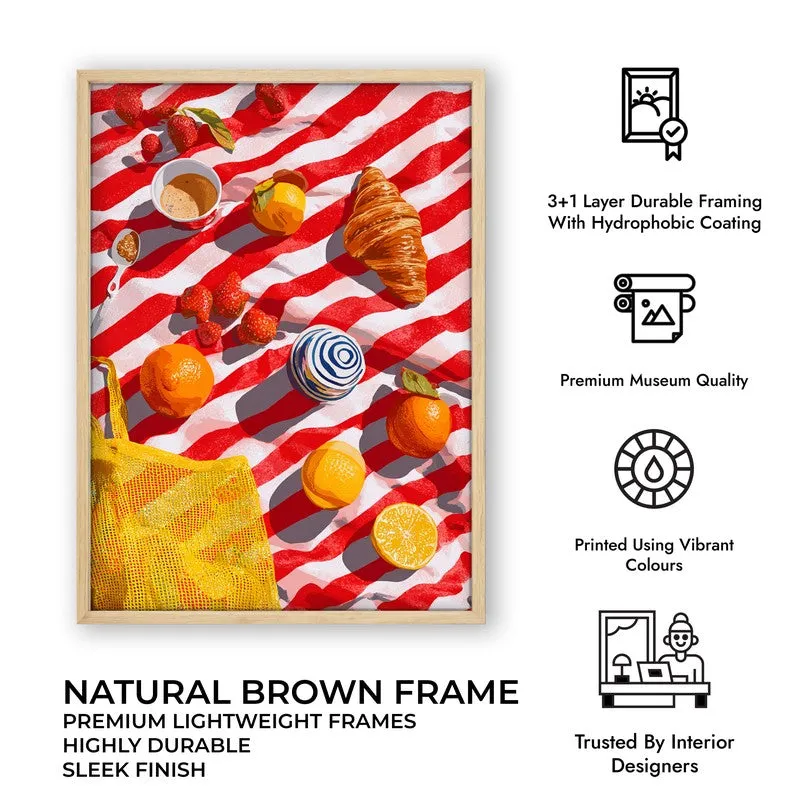 Azure Feast Canvas Wall Painting - Brown Frame media 10