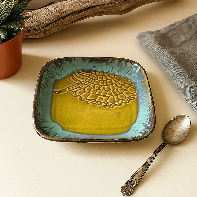 Planar Ceramic Platter - Beige, Teal media 3