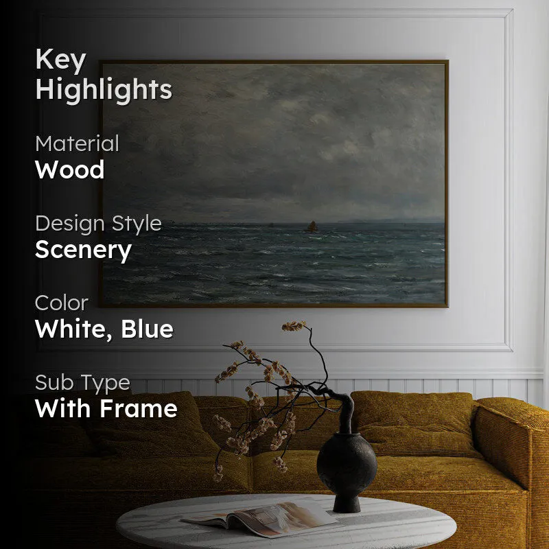 Sunlit Waves Wood Wall Art With Frame - Black media 2