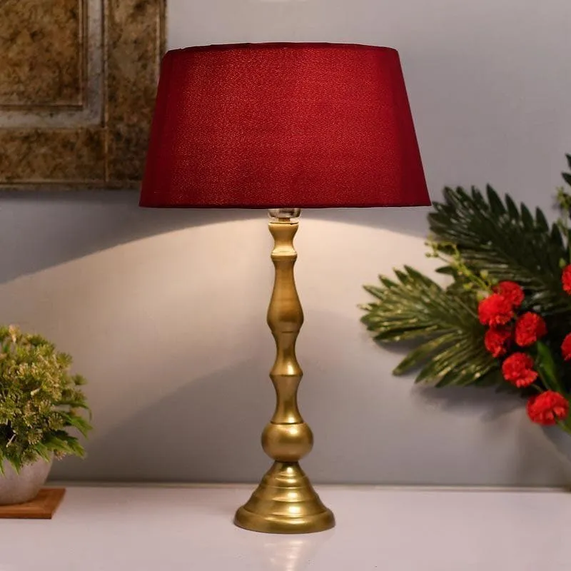Graceful Gleam Gold Fabric Table Lamp - Gold,Red media 1