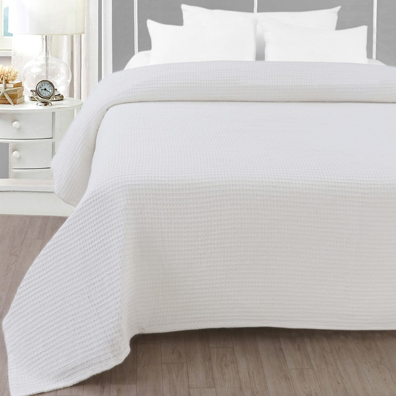 Axitra Wafel Weave Cotton Blanket - WHite media 3